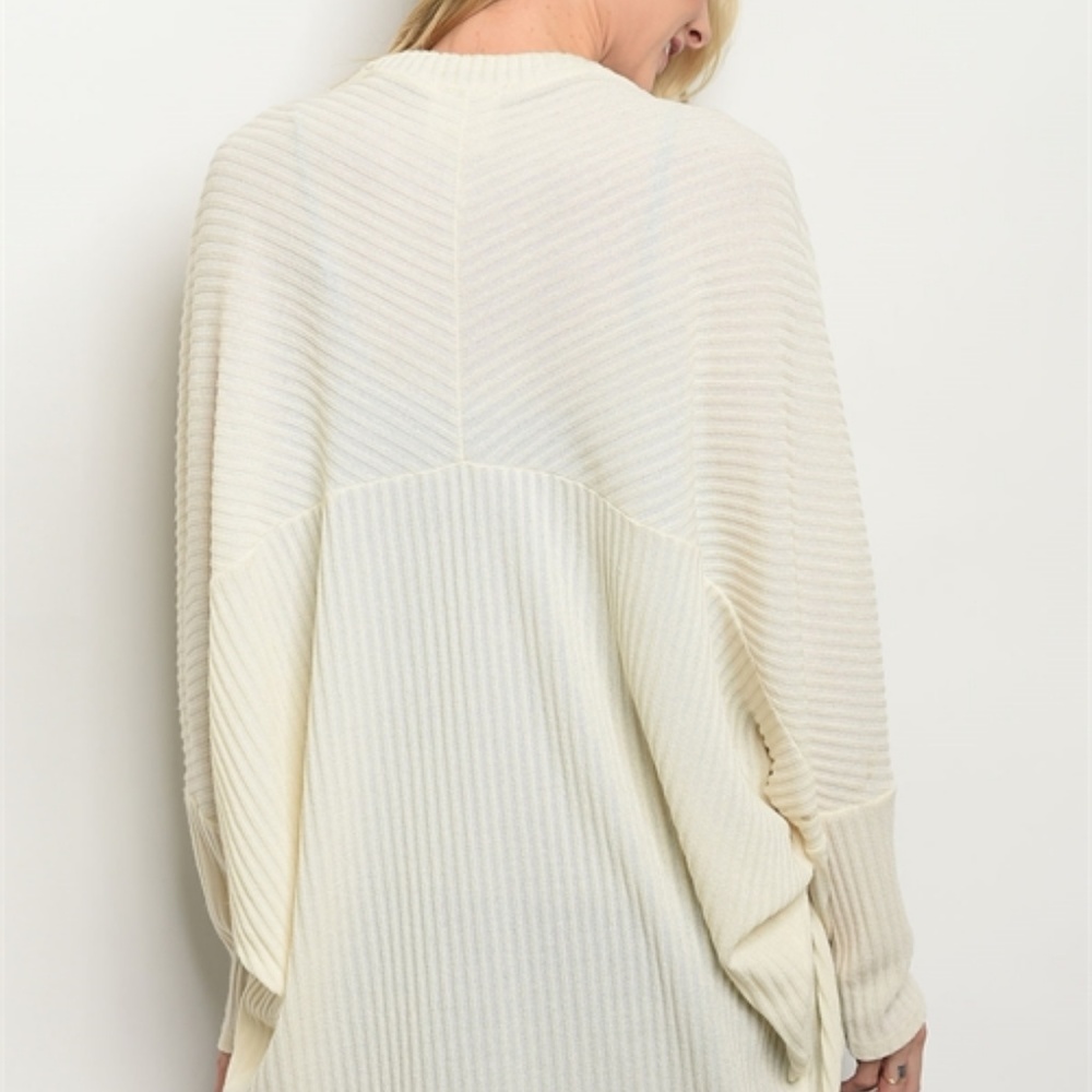 Ivory Long sleeve open front knit cardigan. - Picture 4 of 5